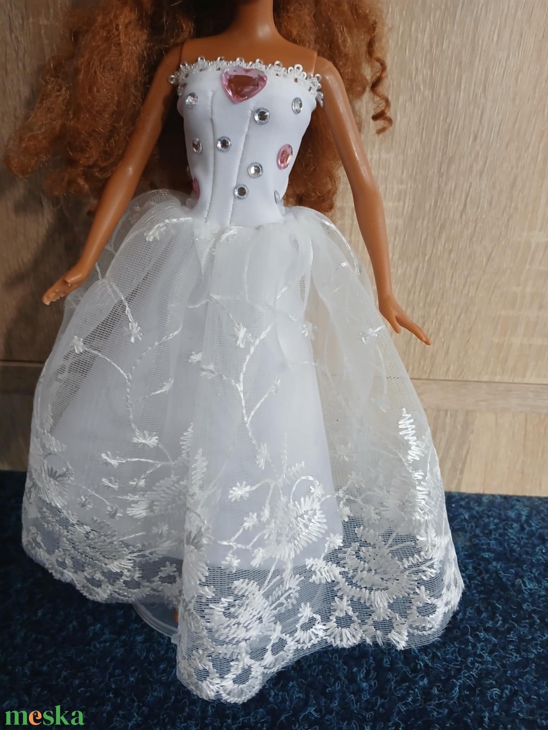 Csodaszép Barbie fehér csipkés báli ruha.  - játék & sport - baba & babaház - barbie ruhák - Meska.hu