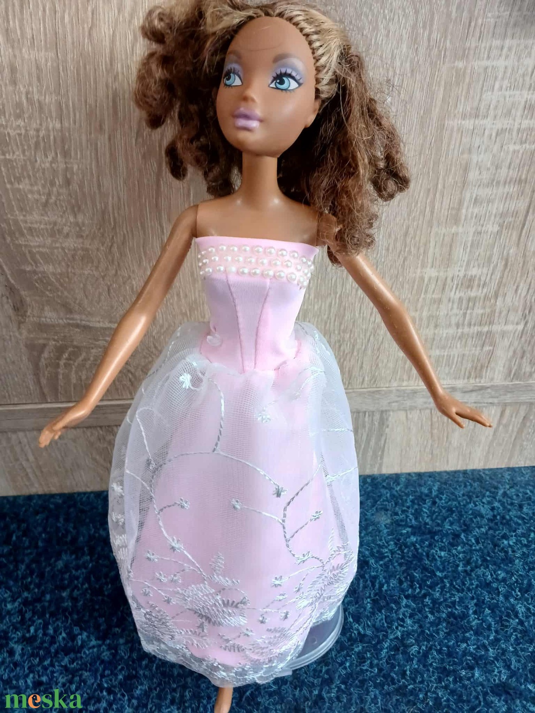 Barbie rózsaszín csipkés báli ruha.  - játék & sport - baba & babaház - barbie ruhák - Meska.hu