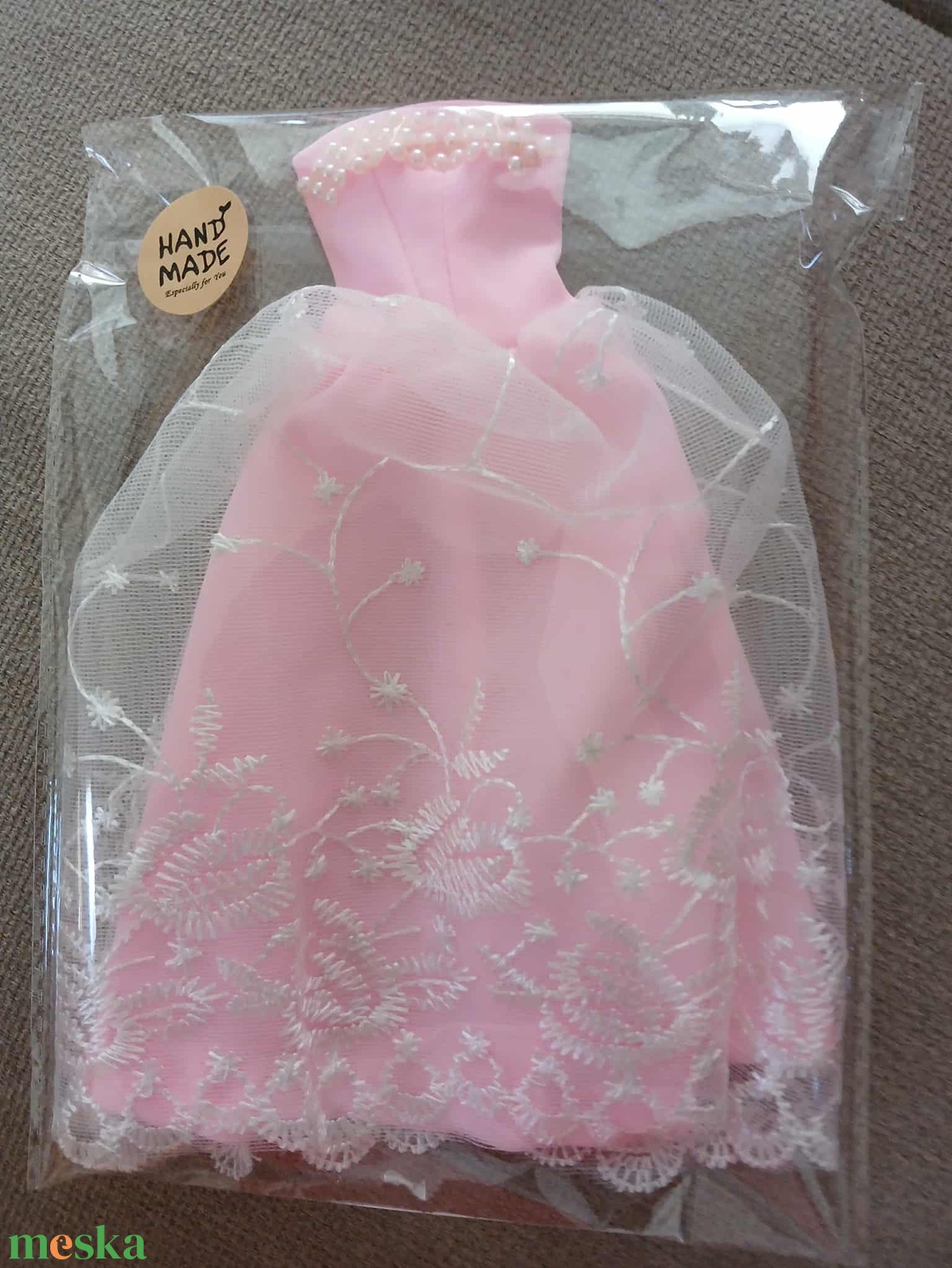 Barbie rózsaszín csipkés báli ruha.  - játék & sport - baba & babaház - barbie ruhák - Meska.hu