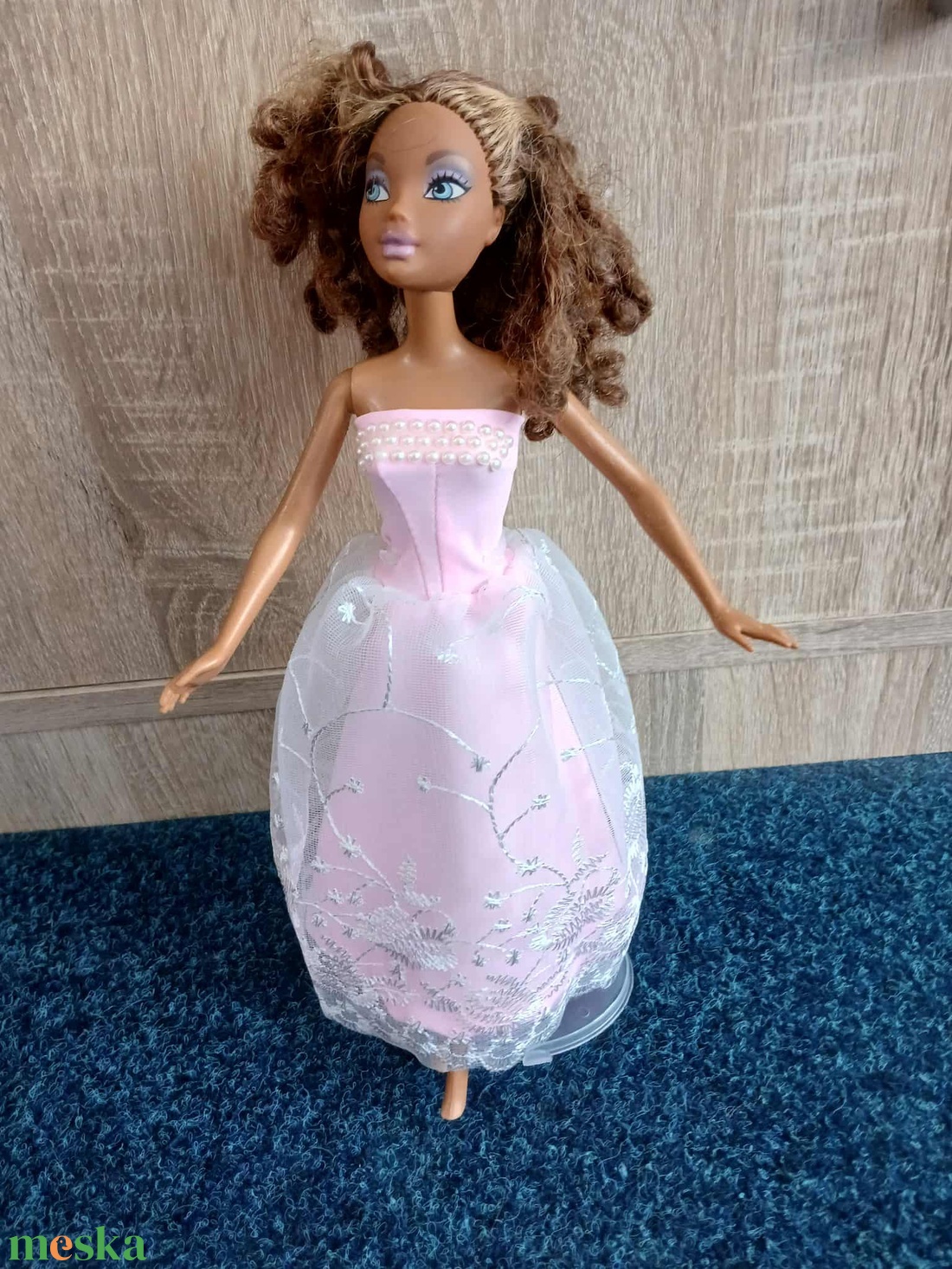 Barbie rózsaszín csipkés báli ruha.  - játék & sport - baba & babaház - barbie ruhák - Meska.hu