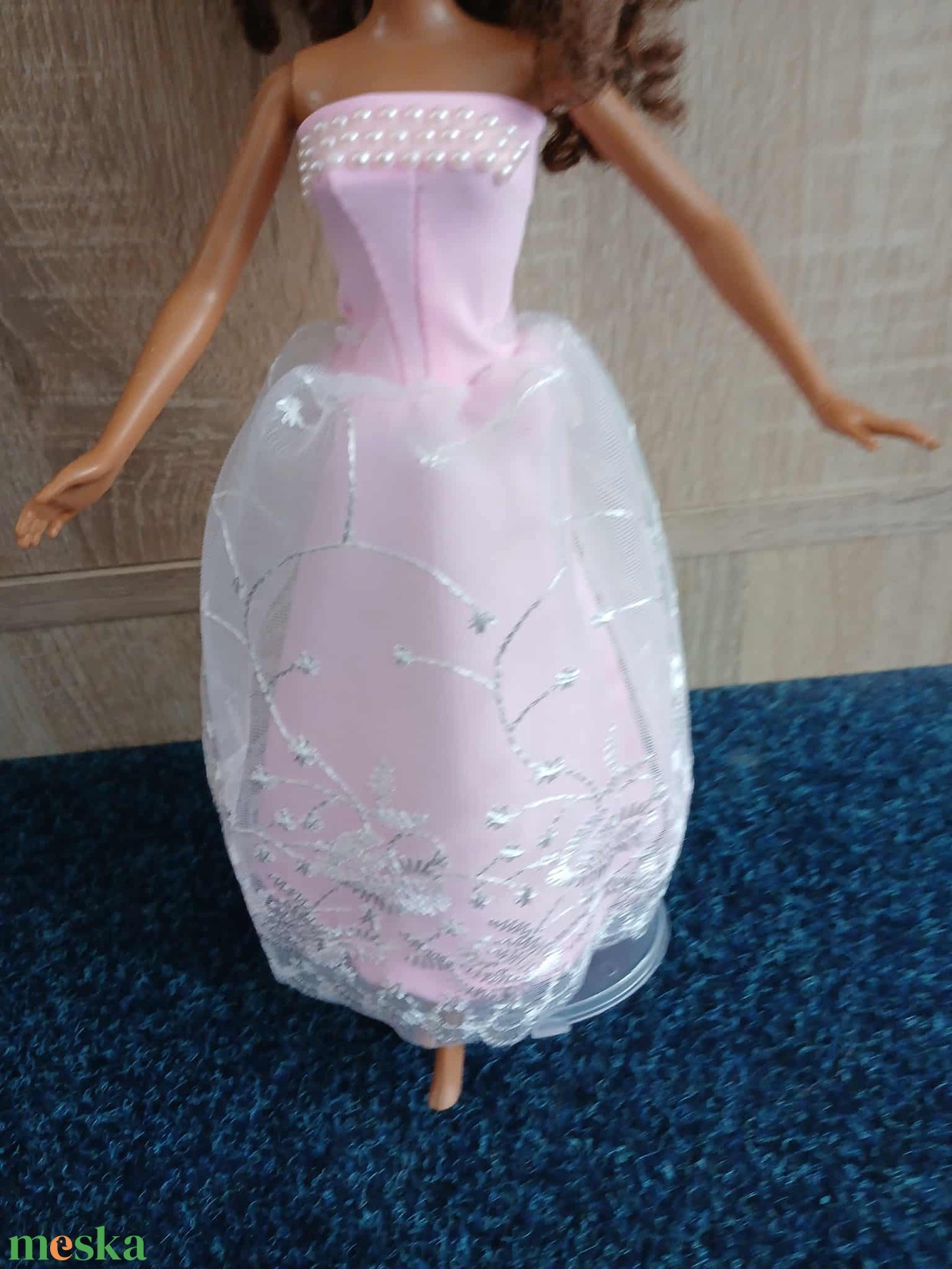 Barbie rózsaszín csipkés báli ruha.  - játék & sport - baba & babaház - barbie ruhák - Meska.hu
