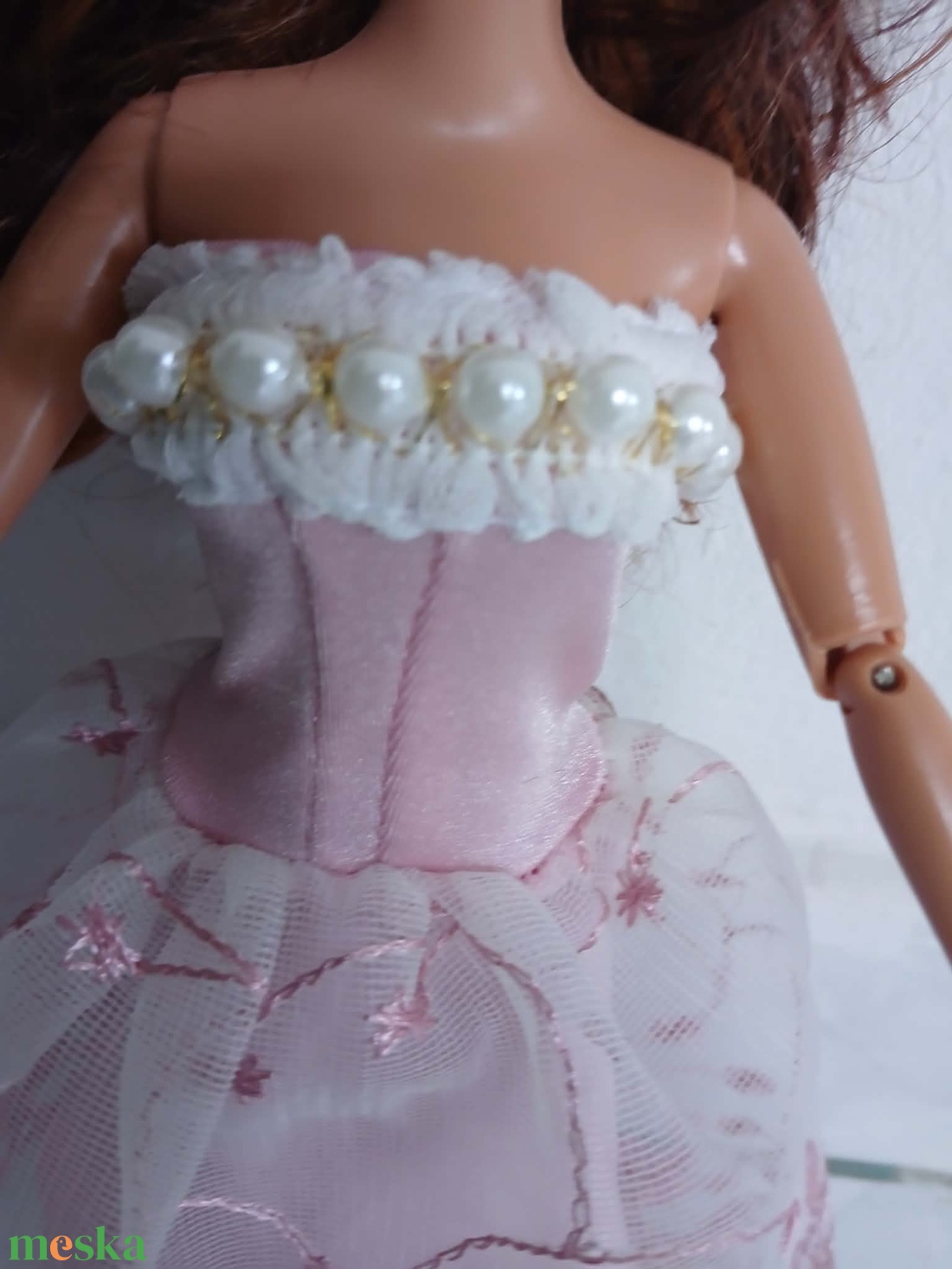 Csodaszép rózsaszín virágos báli ruha Barbie babára - játék & sport - baba & babaház - barbie ruhák - Meska.hu