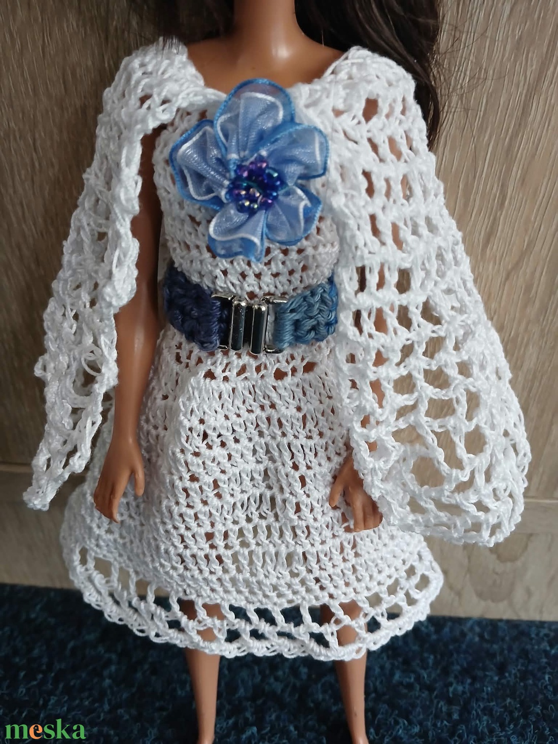 Horgolt fehér ruha Barbie babára  Új. Kézzel készült. 2200/db. - játék & sport - baba & babaház - barbie ruhák - Meska.hu