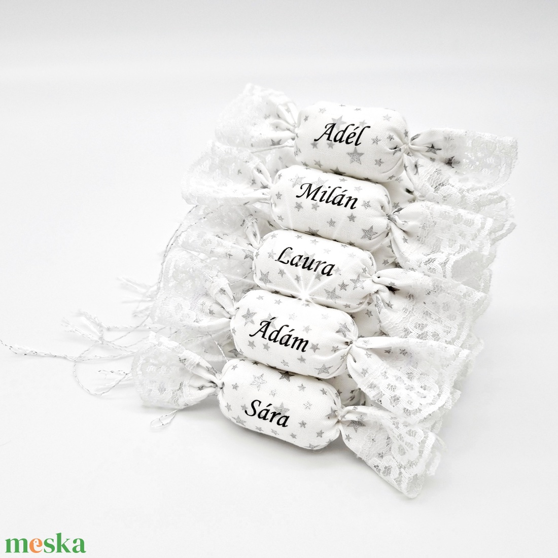 Névreszóló textil szaloncukor - karácsony - karácsonyi lakásdekoráció - karácsonyfadíszek - Meska.hu