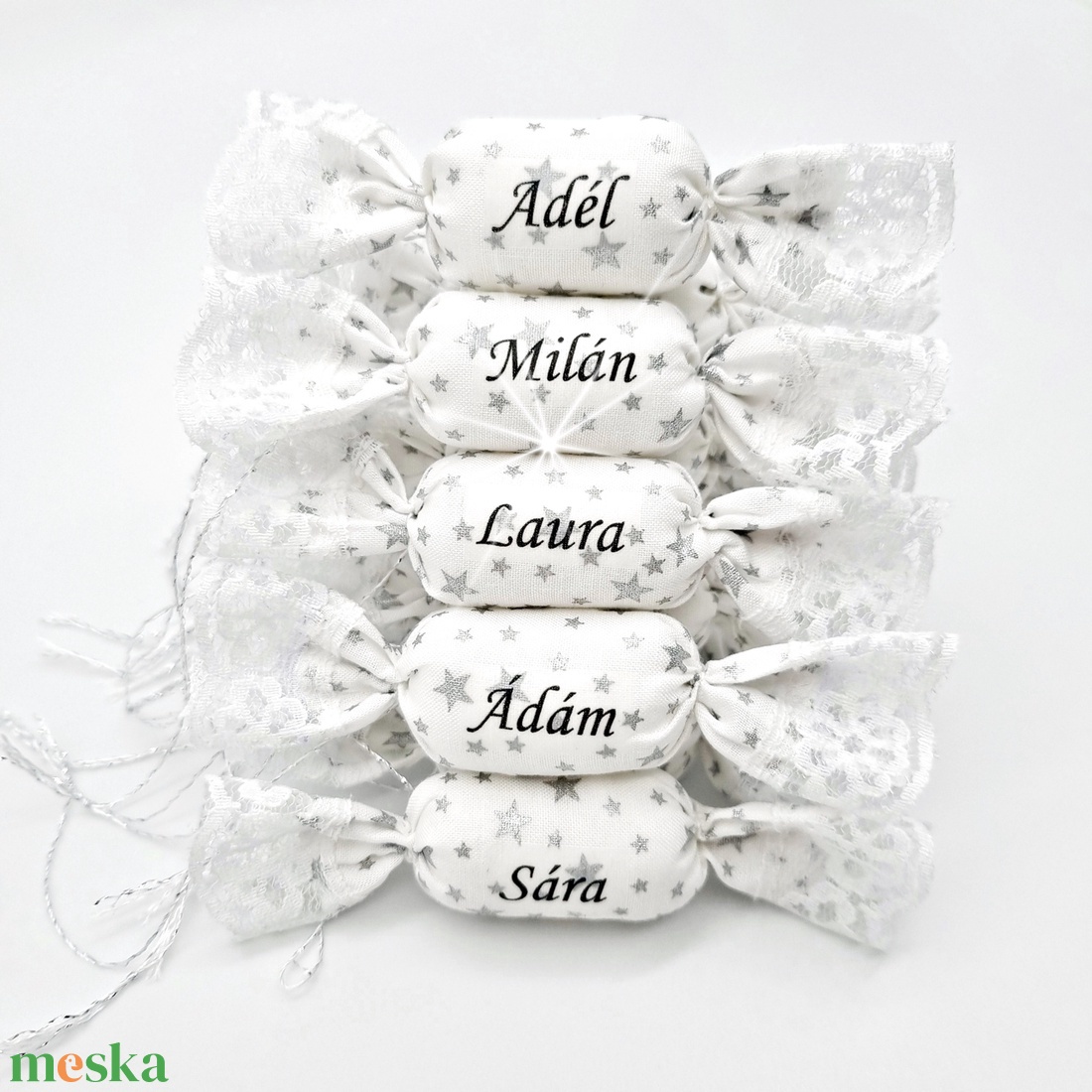 Névreszóló textil szaloncukor - karácsony - karácsonyi lakásdekoráció - karácsonyfadíszek - Meska.hu