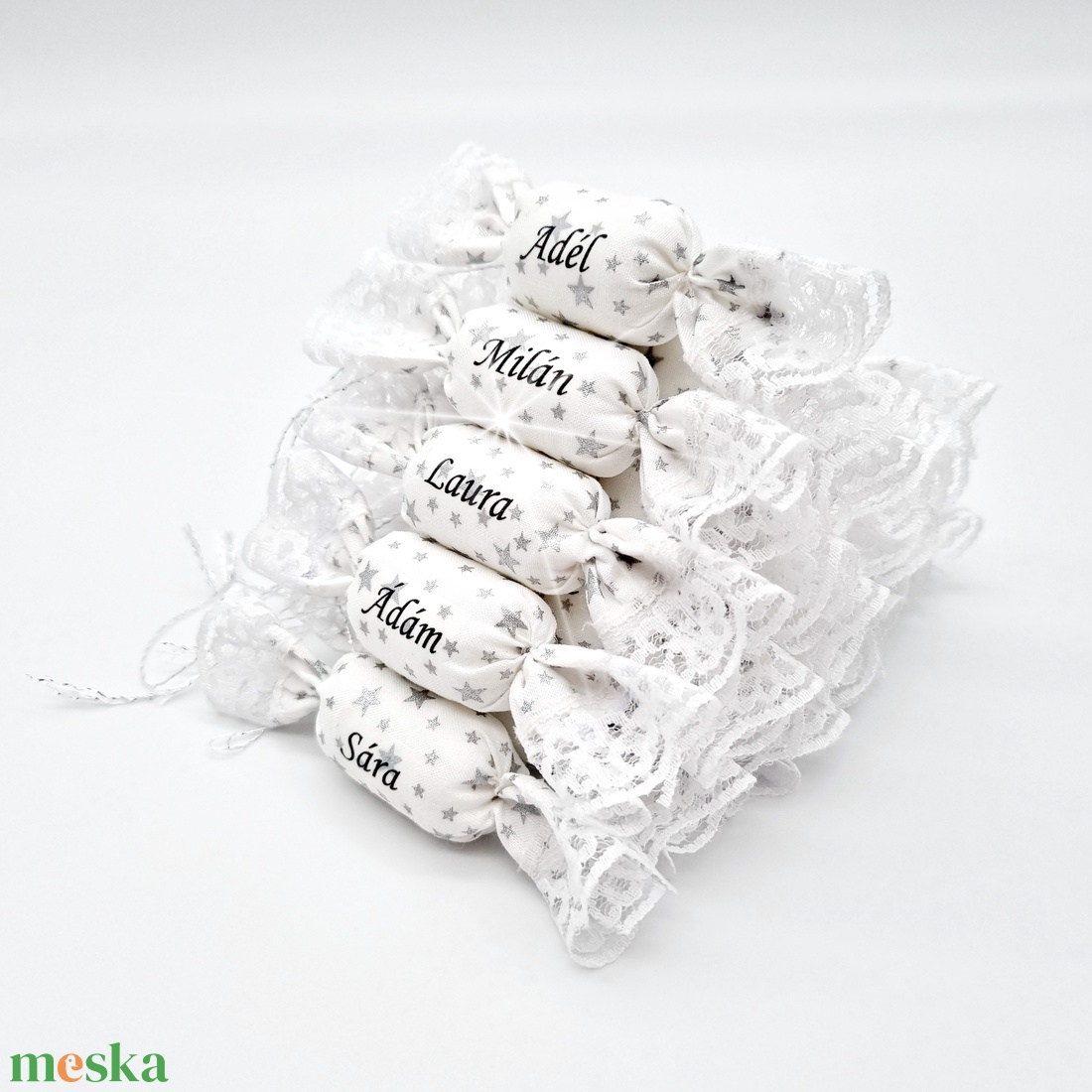 Névreszóló textil szaloncukor - karácsony - karácsonyi lakásdekoráció - karácsonyfadíszek - Meska.hu
