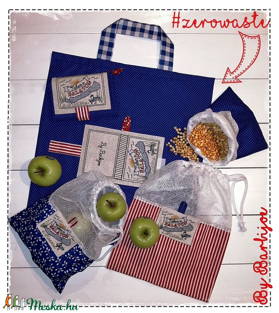 Nekem a Balaton, bevásárló szett, bevásárlótáska+öko zsákok, bevásárló zsákok. - táska & tok - bevásárlás & shopper táska - shopper, textiltáska, szatyor - Meska.hu