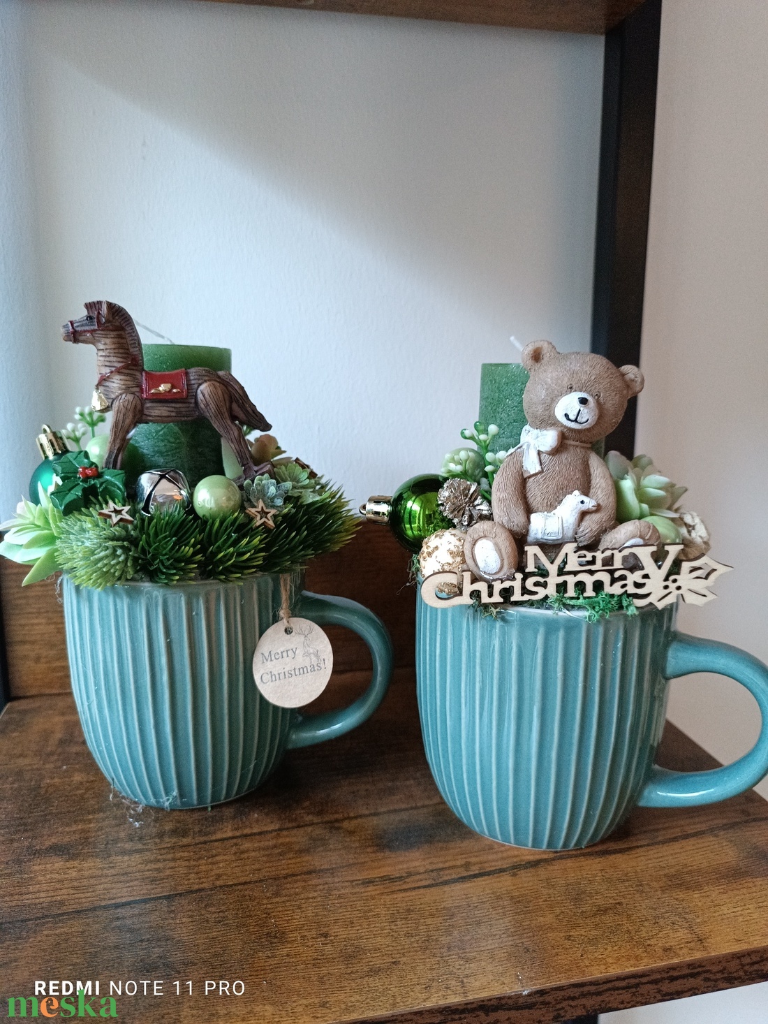 Karácsonyi bögre díszek  - karácsony - karácsonyi lakásdekoráció - ünnepi asztaldekoráció - Meska.hu