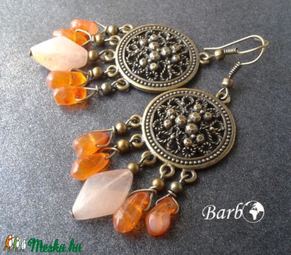 Kánikula - bronz fülbevaló féldrágakövekkel - ékszer - fülbevaló - lógó fülbevaló - Meska.hu Kánikula - bronz fülbevaló féldrágakövekkel - ékszer - fülbevaló - lógó fülbevaló - Meska.hu