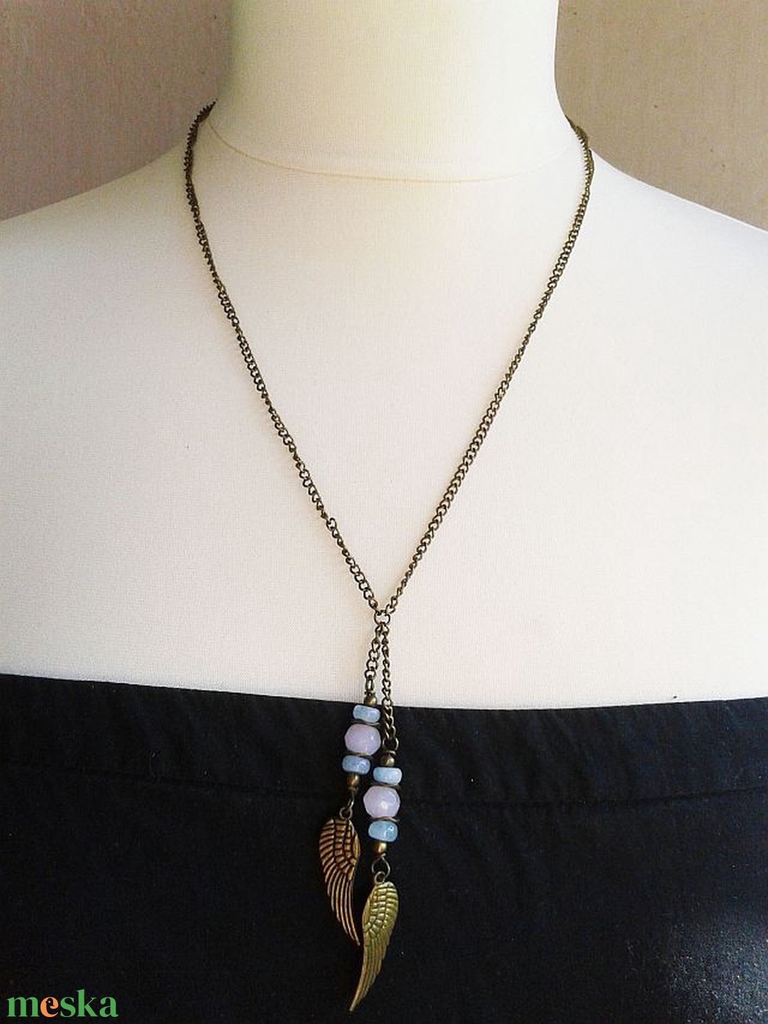 Angyalszárnyak - vintage nyaklánc féldrágakövekkel - ékszer - nyaklánc - hosszú nyaklánc - Meska.hu Angyalszárnyak - vintage nyaklánc féldrágakövekkel - ékszer - nyaklánc - hosszú nyaklánc - Meska.hu