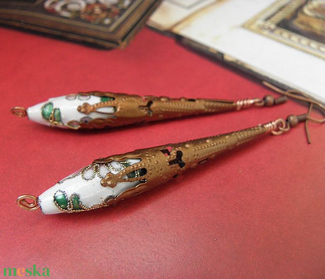 Arabeszk - cloisonne fülbevaló - ékszer - fülbevaló - lógó csepp fülbevaló - Meska.hu Arabeszk - cloisonne fülbevaló - ékszer - fülbevaló - lógó csepp fülbevaló - Meska.hu