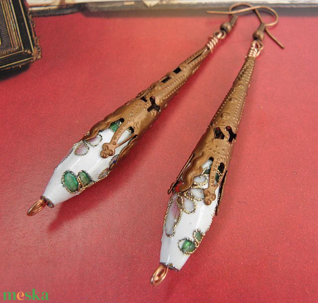 Arabeszk - cloisonne fülbevaló - ékszer - fülbevaló - lógó csepp fülbevaló - Meska.hu Arabeszk - cloisonne fülbevaló - ékszer - fülbevaló - lógó csepp fülbevaló - Meska.hu