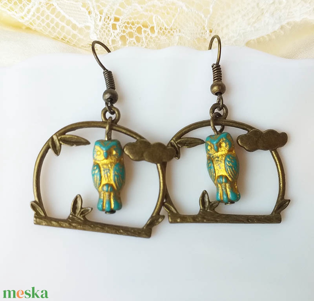 Prófécia - bronz fülbevaló baglyokkal - ékszer - fülbevaló - lógó fülbevaló - Meska.hu Prófécia - bronz fülbevaló baglyokkal - ékszer - fülbevaló - lógó fülbevaló - Meska.hu