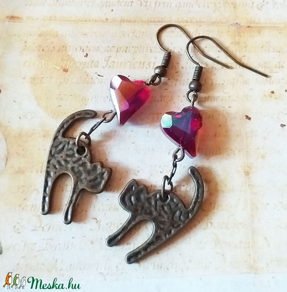Gatto - cicás bronz fülbevaló - ékszer - fülbevaló - lógó fülbevaló - Meska.hu Gatto - cicás bronz fülbevaló - ékszer - fülbevaló - lógó fülbevaló - Meska.hu