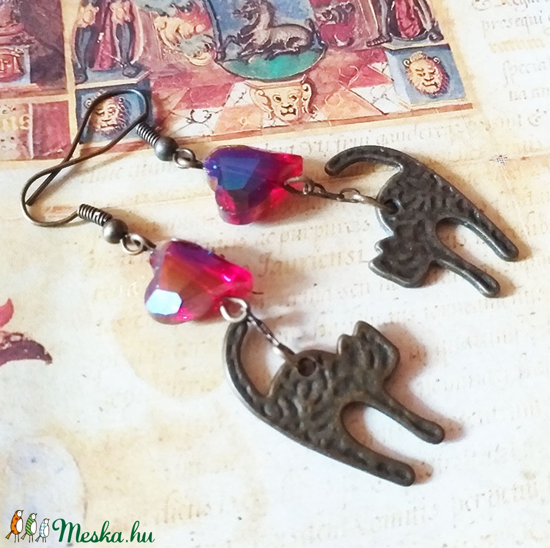 Gatto - cicás bronz fülbevaló - ékszer - fülbevaló - lógó fülbevaló - Meska.hu Gatto - cicás bronz fülbevaló - ékszer - fülbevaló - lógó fülbevaló - Meska.hu