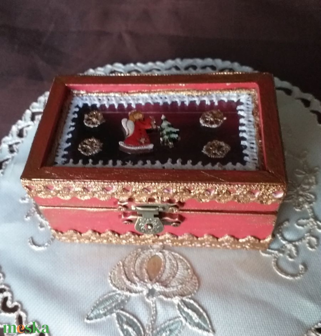 Karácsonyi ékszerdobozka angyallal - ékszer - ékszertartó - ékszerdoboz - Meska.hu Karácsonyi ékszerdobozka angyallal - ékszer - ékszertartó - ékszerdoboz - Meska.hu