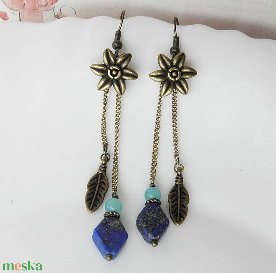Inka - bronz fülbevaló lapis lazuli kővel - ékszer - fülbevaló - lógó fülbevaló - Meska.hu Inka - bronz fülbevaló lapis lazuli kővel - ékszer - fülbevaló - lógó fülbevaló - Meska.hu