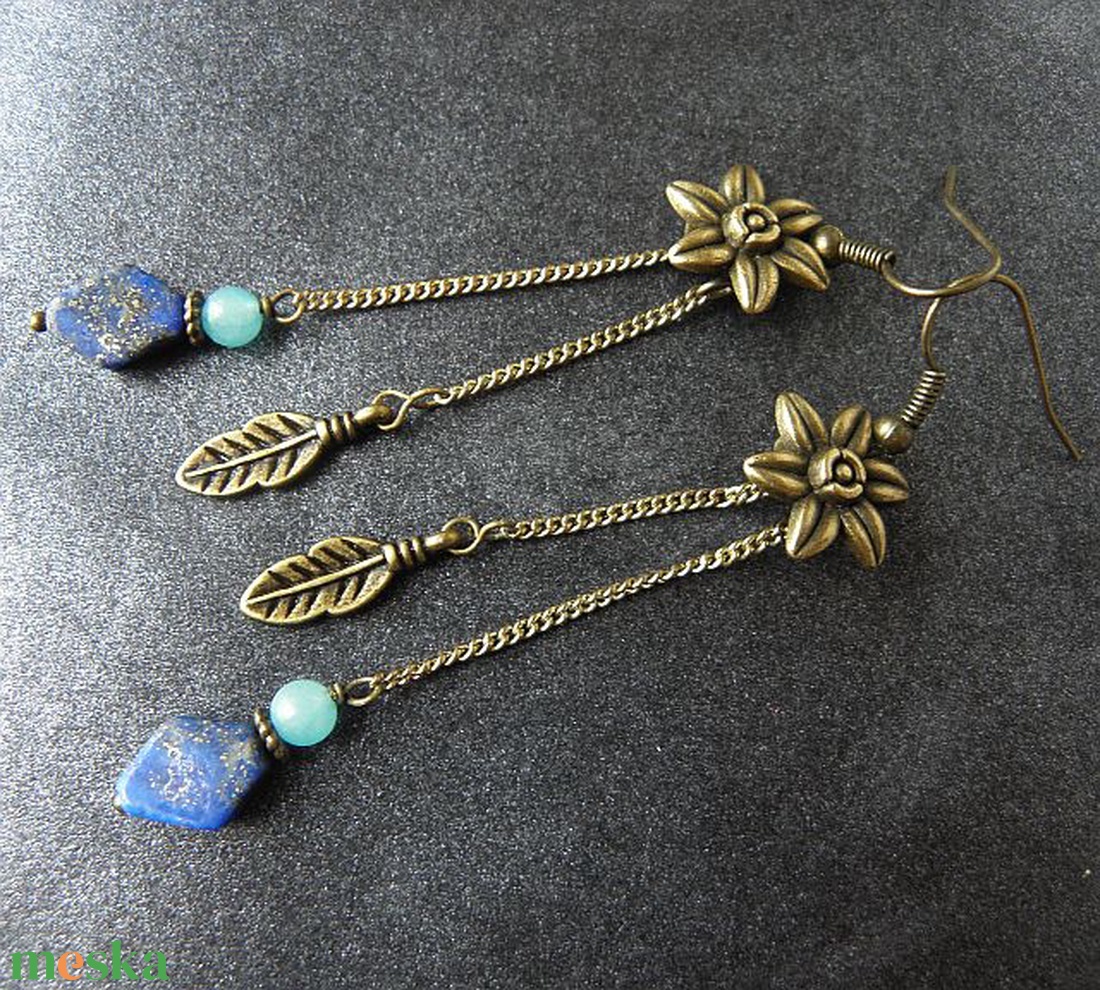 Inka - bronz fülbevaló lapis lazuli kővel - ékszer - fülbevaló - lógó fülbevaló - Meska.hu Inka - bronz fülbevaló lapis lazuli kővel - ékszer - fülbevaló - lógó fülbevaló - Meska.hu