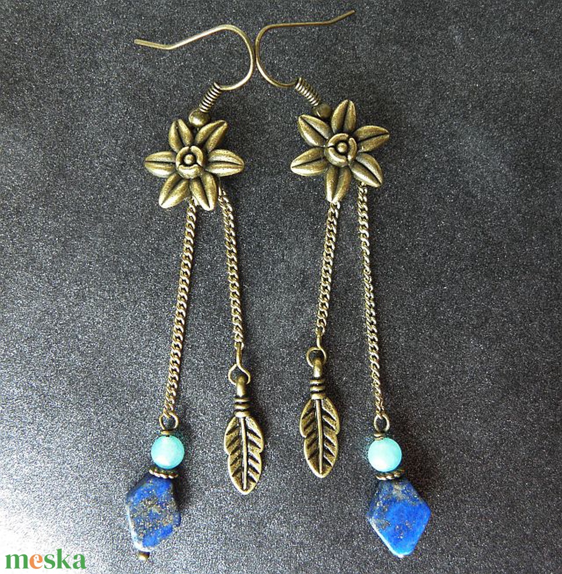 Inka - bronz fülbevaló lapis lazuli kővel - ékszer - fülbevaló - lógó fülbevaló - Meska.hu Inka - bronz fülbevaló lapis lazuli kővel - ékszer - fülbevaló - lógó fülbevaló - Meska.hu