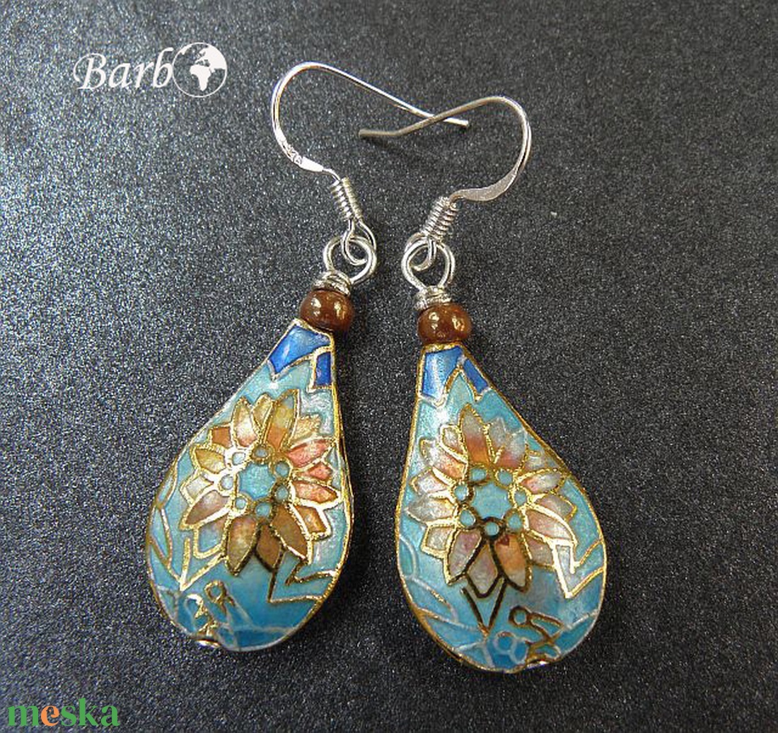 Cloisonne fülbevaló ezüst akasztóval - ékszer - fülbevaló - lógó csepp fülbevaló - Meska.hu Cloisonne fülbevaló ezüst akasztóval - ékszer - fülbevaló - lógó csepp fülbevaló - Meska.hu