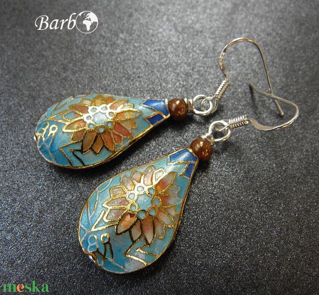 Cloisonne fülbevaló ezüst akasztóval - ékszer - fülbevaló - lógó csepp fülbevaló - Meska.hu Cloisonne fülbevaló ezüst akasztóval - ékszer - fülbevaló - lógó csepp fülbevaló - Meska.hu