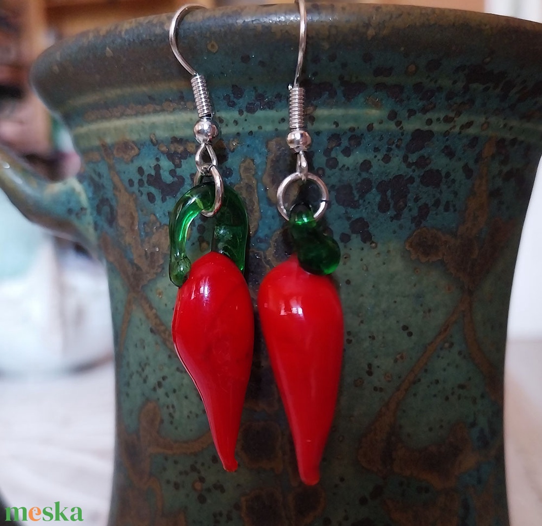Paprika - üveg fülbevaló - ékszer - fülbevaló - lógó fülbevaló - Meska.hu Paprika - üveg fülbevaló - ékszer - fülbevaló - lógó fülbevaló - Meska.hu