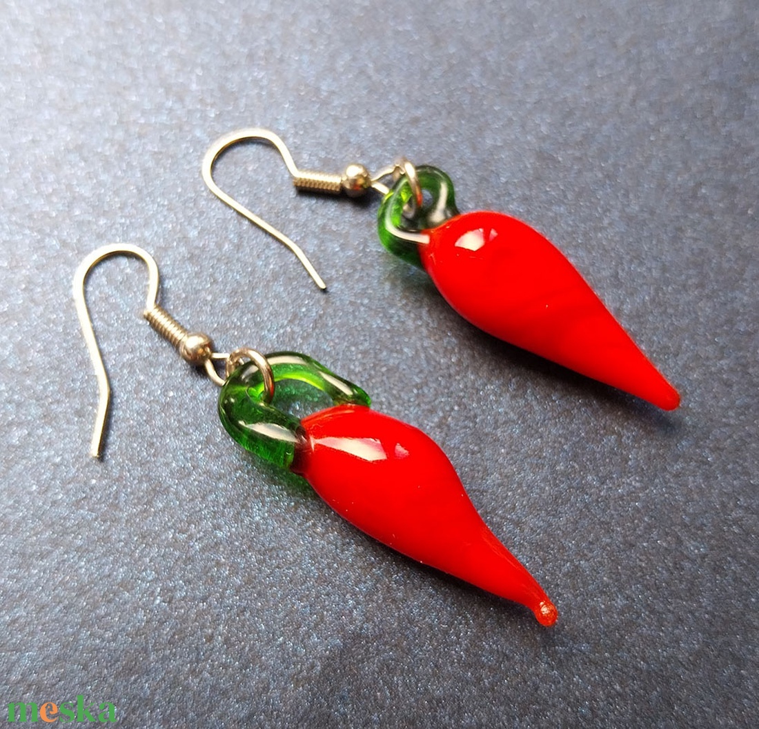 Paprika - üveg fülbevaló - ékszer - fülbevaló - lógó fülbevaló - Meska.hu Paprika - üveg fülbevaló - ékszer - fülbevaló - lógó fülbevaló - Meska.hu