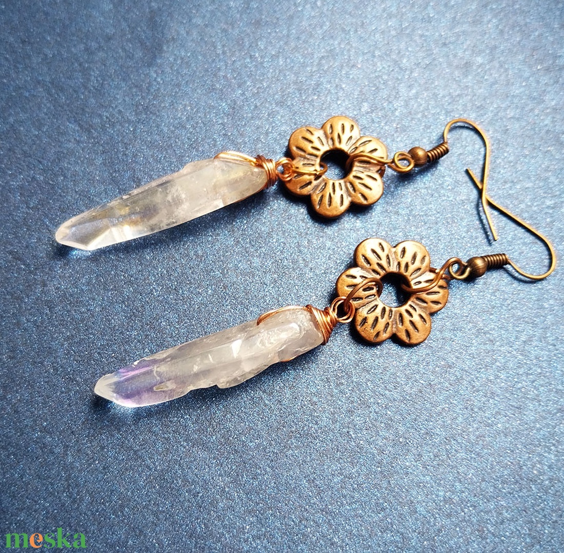 Kristályvirág - bronz fülbevaló - ékszer - fülbevaló - lógó fülbevaló - Meska.hu Kristályvirág - bronz fülbevaló - ékszer - fülbevaló - lógó fülbevaló - Meska.hu