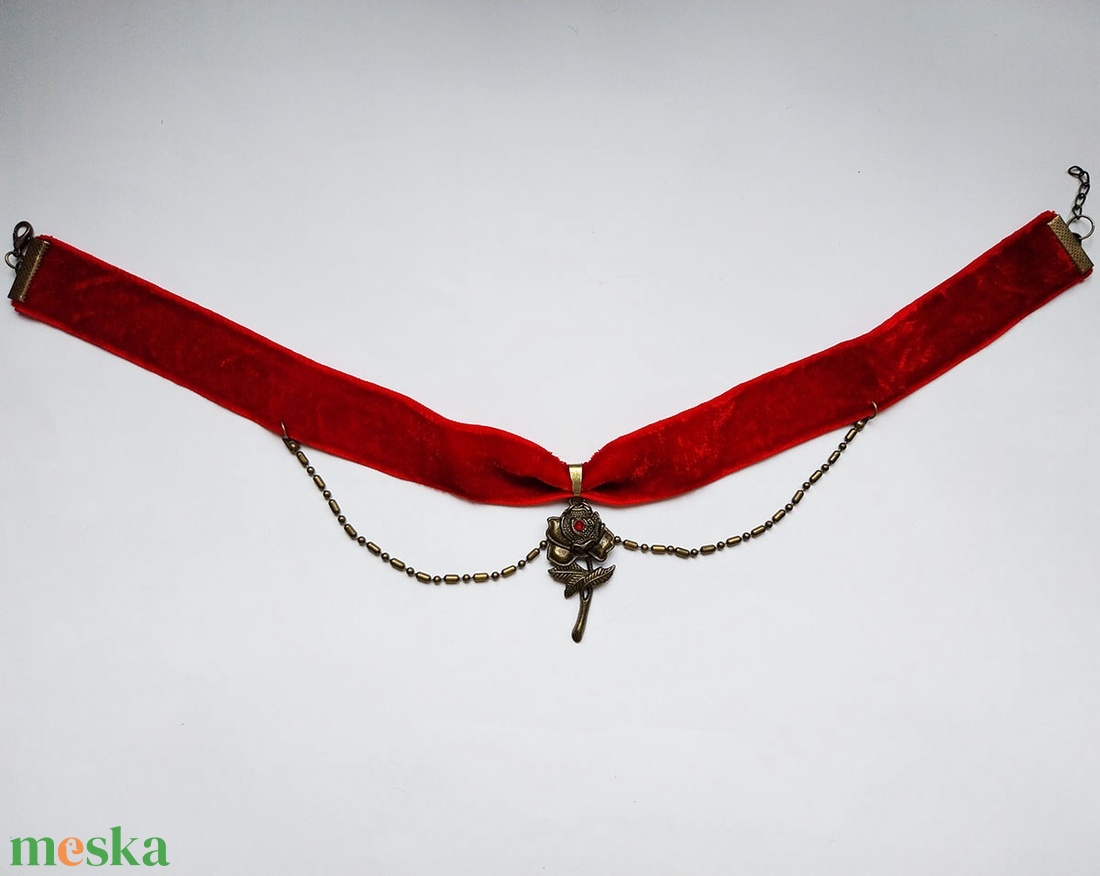 Vörös Rózsa - nyakék - ékszer - nyaklánc - nyakpánt, gallér - Meska.hu
