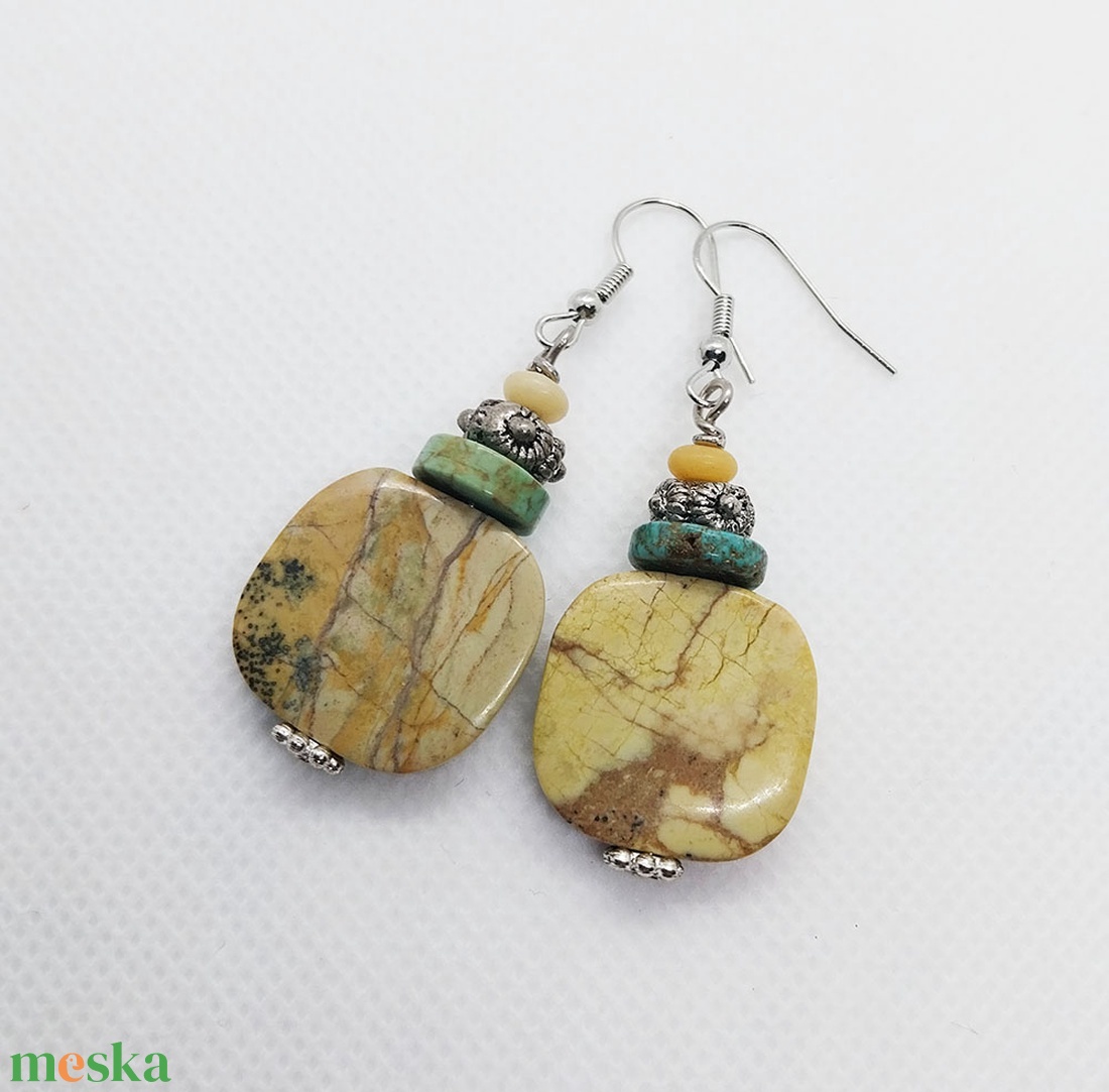 Sárga türkiz fülbevaló - ékszer - fülbevaló - lógó fülbevaló - Meska.hu Sárga türkiz fülbevaló - ékszer - fülbevaló - lógó fülbevaló - Meska.hu