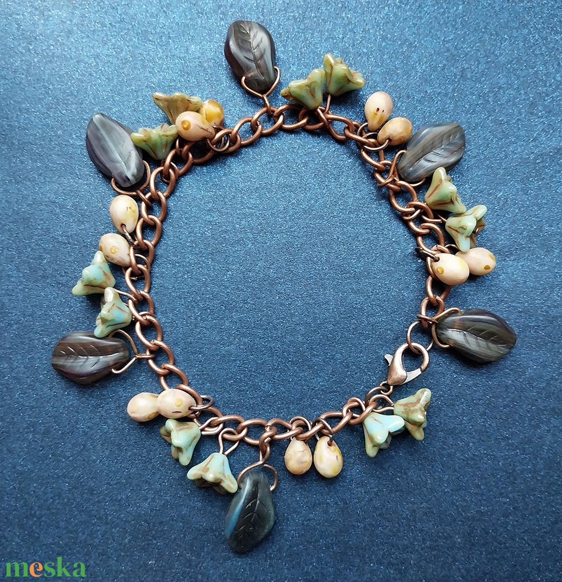 Őszi Koszorú - antik réz karkötő - ékszer - karkötő - charm karkötő - Meska.hu