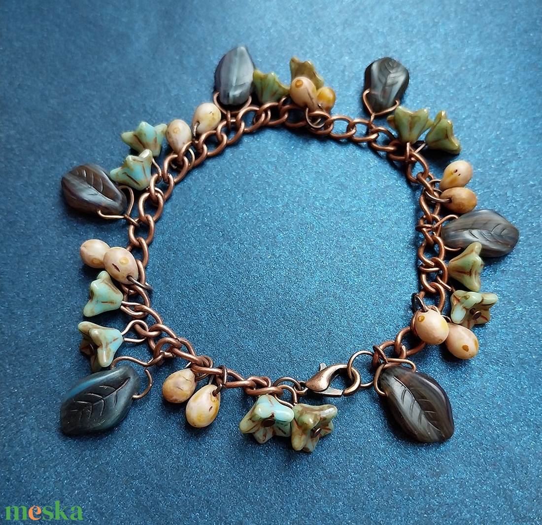 Őszi Koszorú - antik réz karkötő - ékszer - karkötő - charm karkötő - Meska.hu