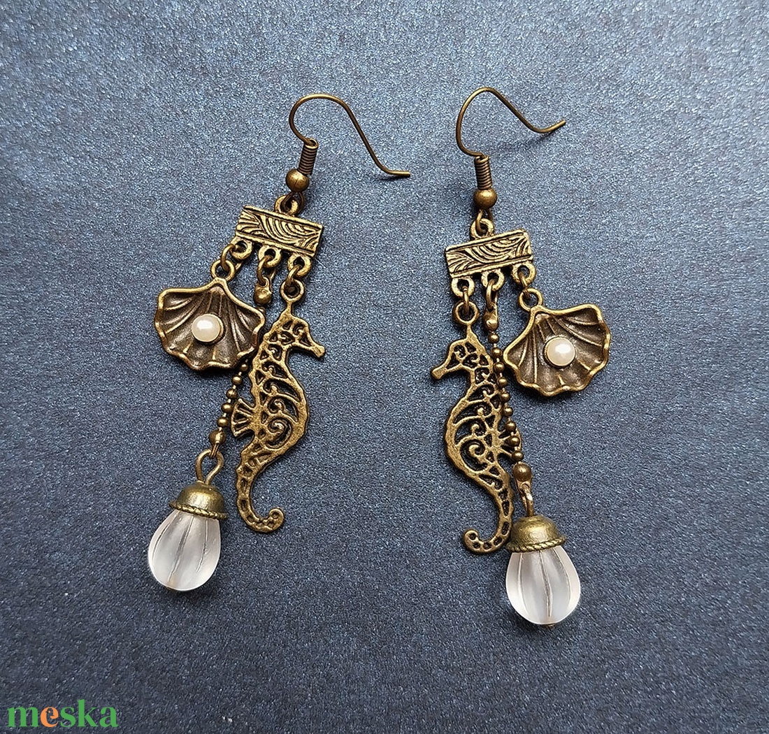 Tengeri Nimfa - antik bronz fülbevaló - ékszer - fülbevaló - lógó fülbevaló - Meska.hu