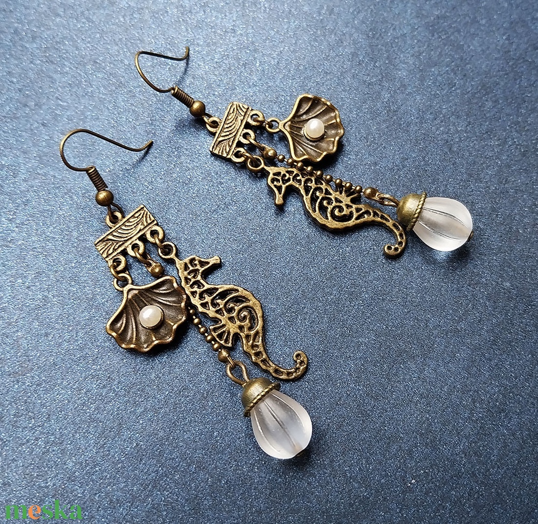 Tengeri Nimfa - antik bronz fülbevaló - ékszer - fülbevaló - lógó fülbevaló - Meska.hu