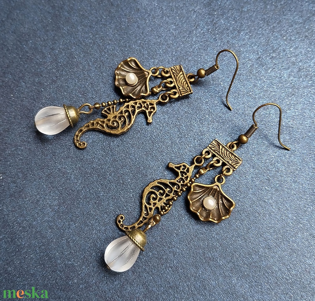 Tengeri Nimfa - antik bronz fülbevaló - ékszer - fülbevaló - lógó fülbevaló - Meska.hu