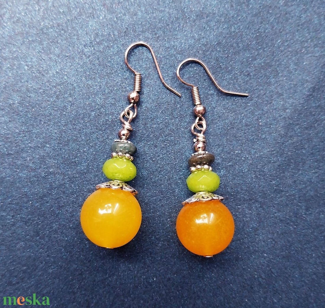 Citromzselé - ásványgyöngyös fülbevaló - ékszer - fülbevaló - lógó fülbevaló - Meska.hu