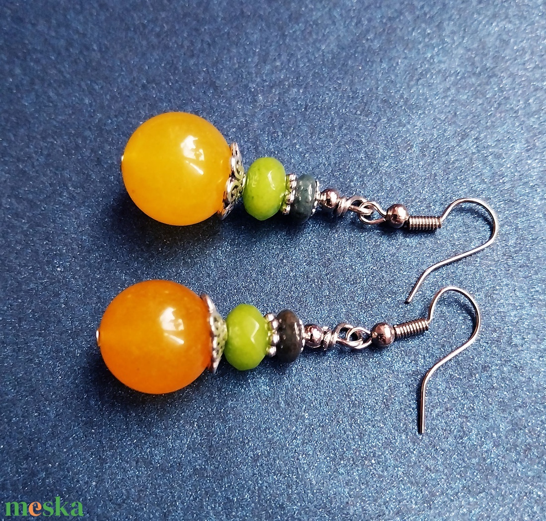 Citromzselé - ásványgyöngyös fülbevaló - ékszer - fülbevaló - lógó fülbevaló - Meska.hu