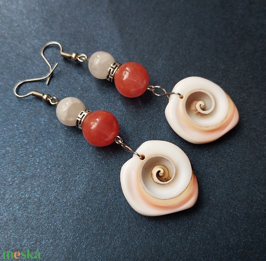 Belize - ásványgyöngyös fülbevaló - ékszer - fülbevaló - lógó fülbevaló - Meska.hu