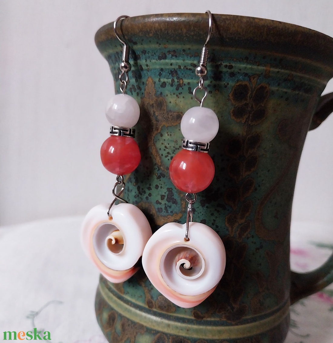 Belize - ásványgyöngyös fülbevaló - ékszer - fülbevaló - lógó fülbevaló - Meska.hu