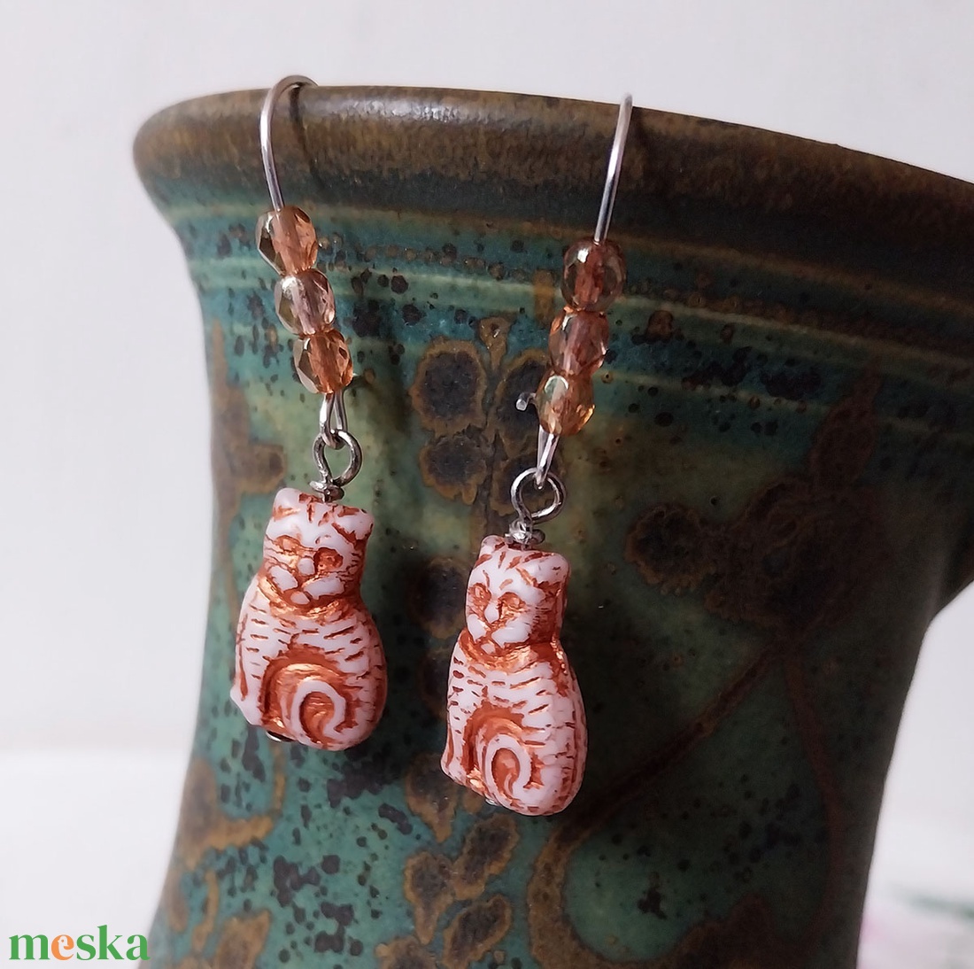 Garfield - fülbevaló - ékszer - fülbevaló - lógó fülbevaló - Meska.hu