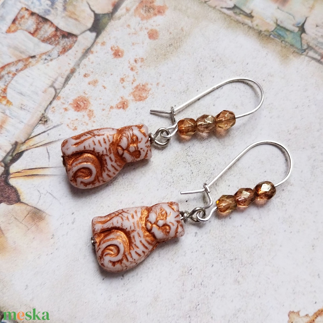 Garfield - fülbevaló - ékszer - fülbevaló - lógó fülbevaló - Meska.hu