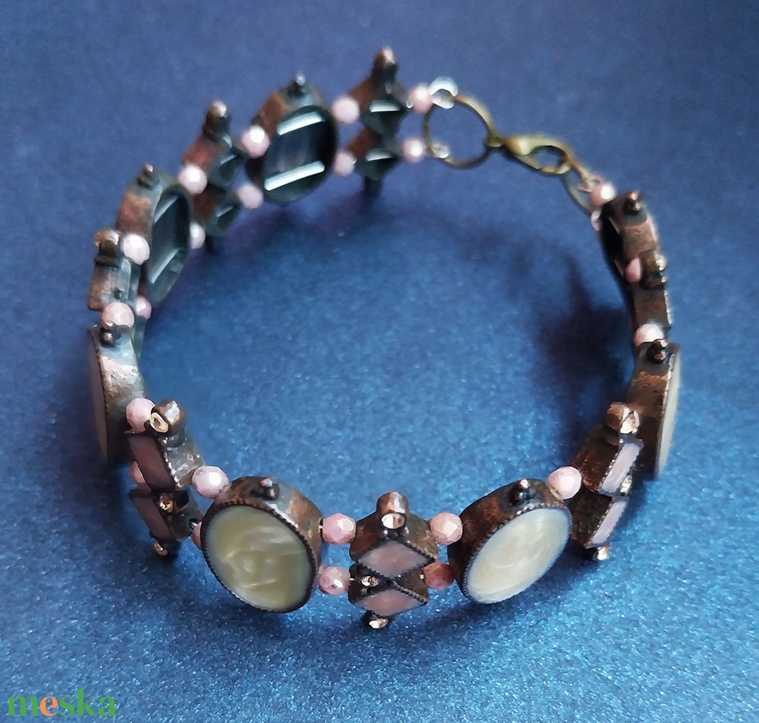 Vintage tűzzománcos karperec - ékszer - fülbevaló - lógó fülbevaló - Meska.hu