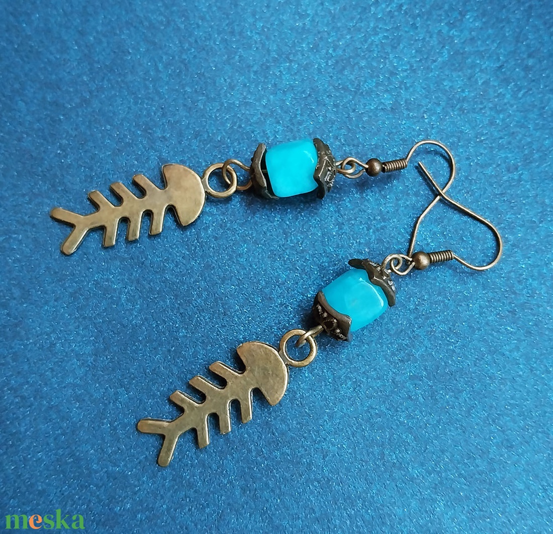 Halszálka - ásványgyöngyös fülbevaló - ékszer - fülbevaló - lógó fülbevaló - Meska.hu