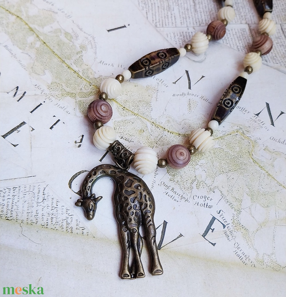 Zsiráf - afrikai nyaklánc - ékszer - nyaklánc - medálos nyaklánc - Meska.hu