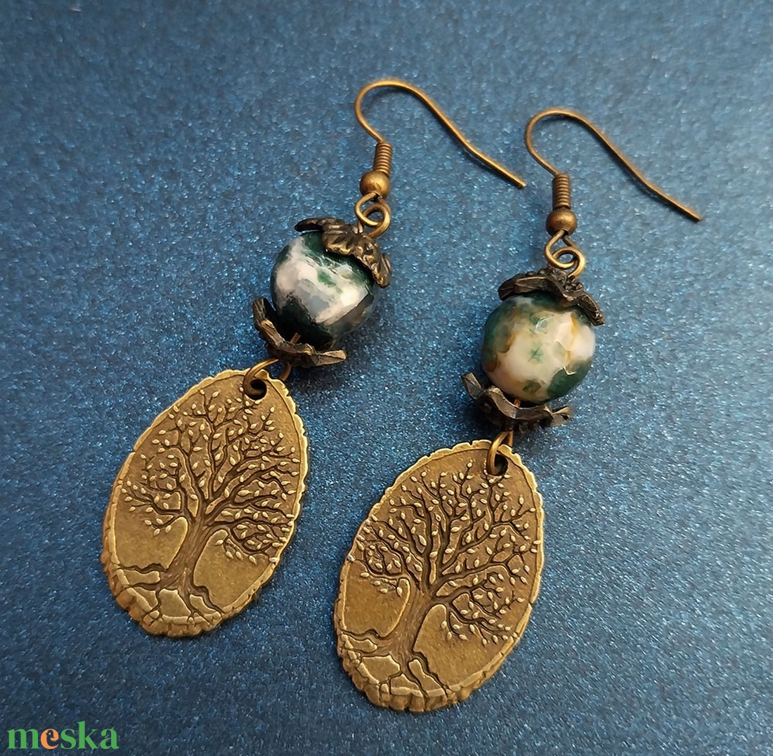 Öreg Tölgy - ásványgyöngyös fülbevaló - ékszer - fülbevaló - lógó fülbevaló - Meska.hu