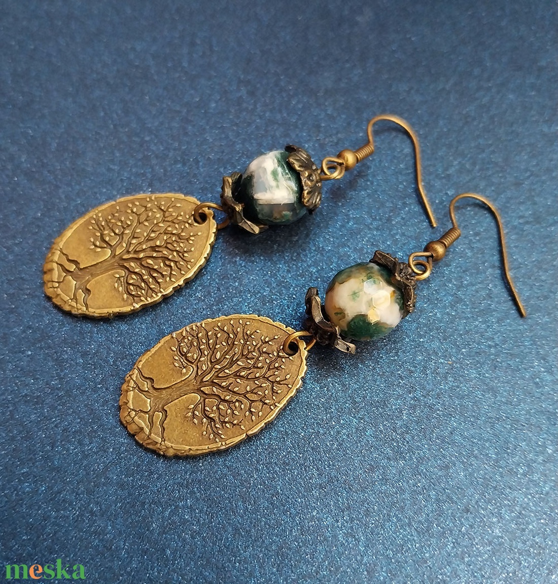 Öreg Tölgy - ásványgyöngyös fülbevaló - ékszer - fülbevaló - lógó fülbevaló - Meska.hu