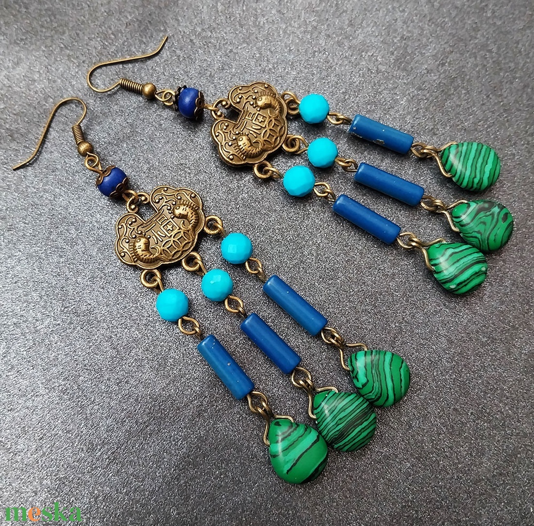 Keleti Tenger - fülbevaló - ékszer - fülbevaló - csillár fülbevaló - Meska.hu