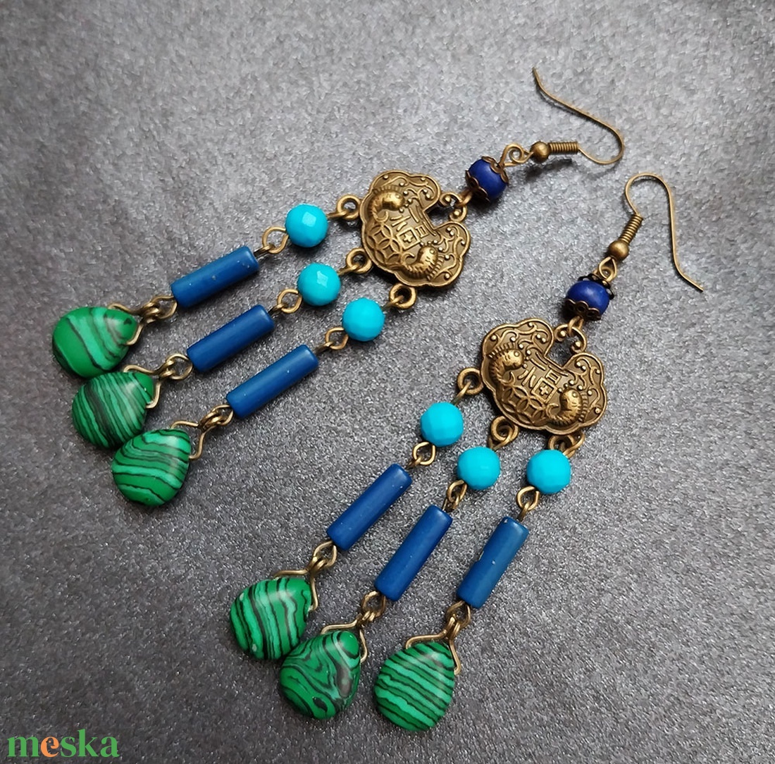 Keleti Tenger - fülbevaló - ékszer - fülbevaló - csillár fülbevaló - Meska.hu