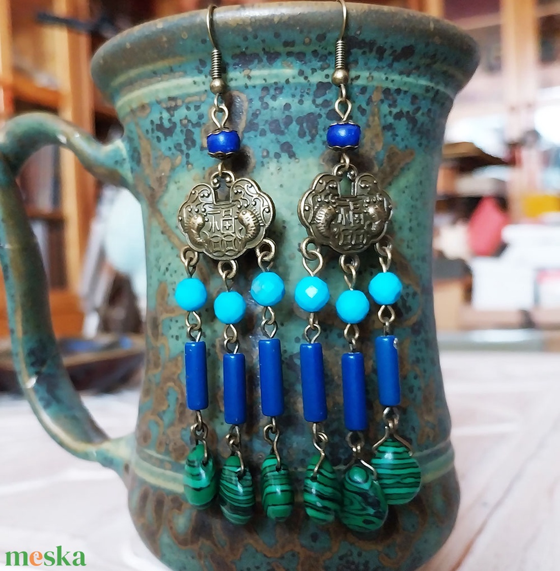 Keleti Tenger - fülbevaló - ékszer - fülbevaló - csillár fülbevaló - Meska.hu