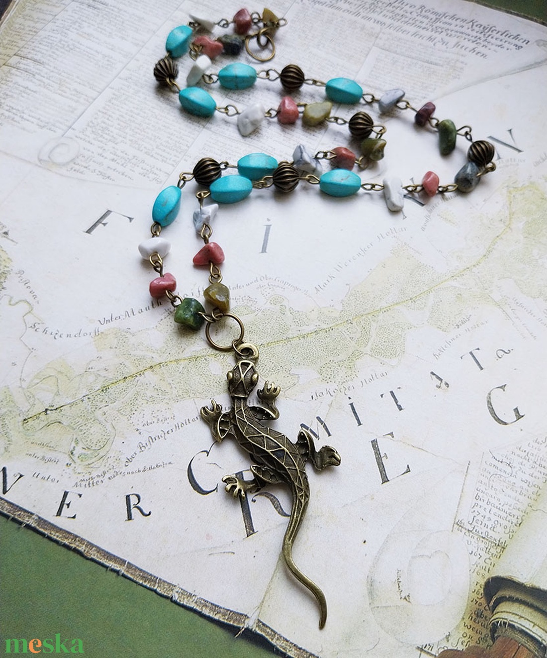 Agáma - féldrágaköves nyaklánc - ékszer - nyaklánc - medálos nyaklánc - Meska.hu